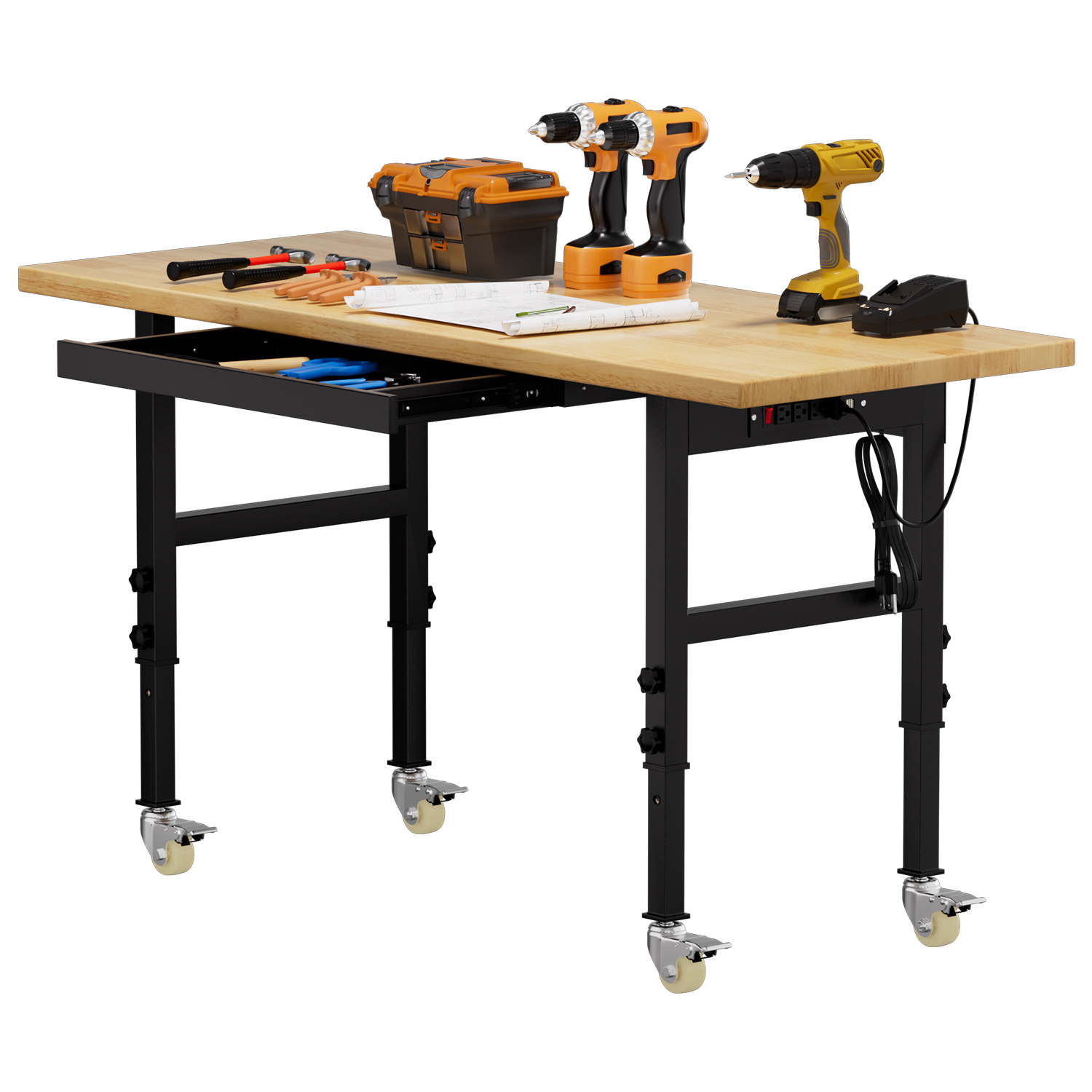 Woodworking Garage - Adjustable Height Workbench Heavy Duty Wood