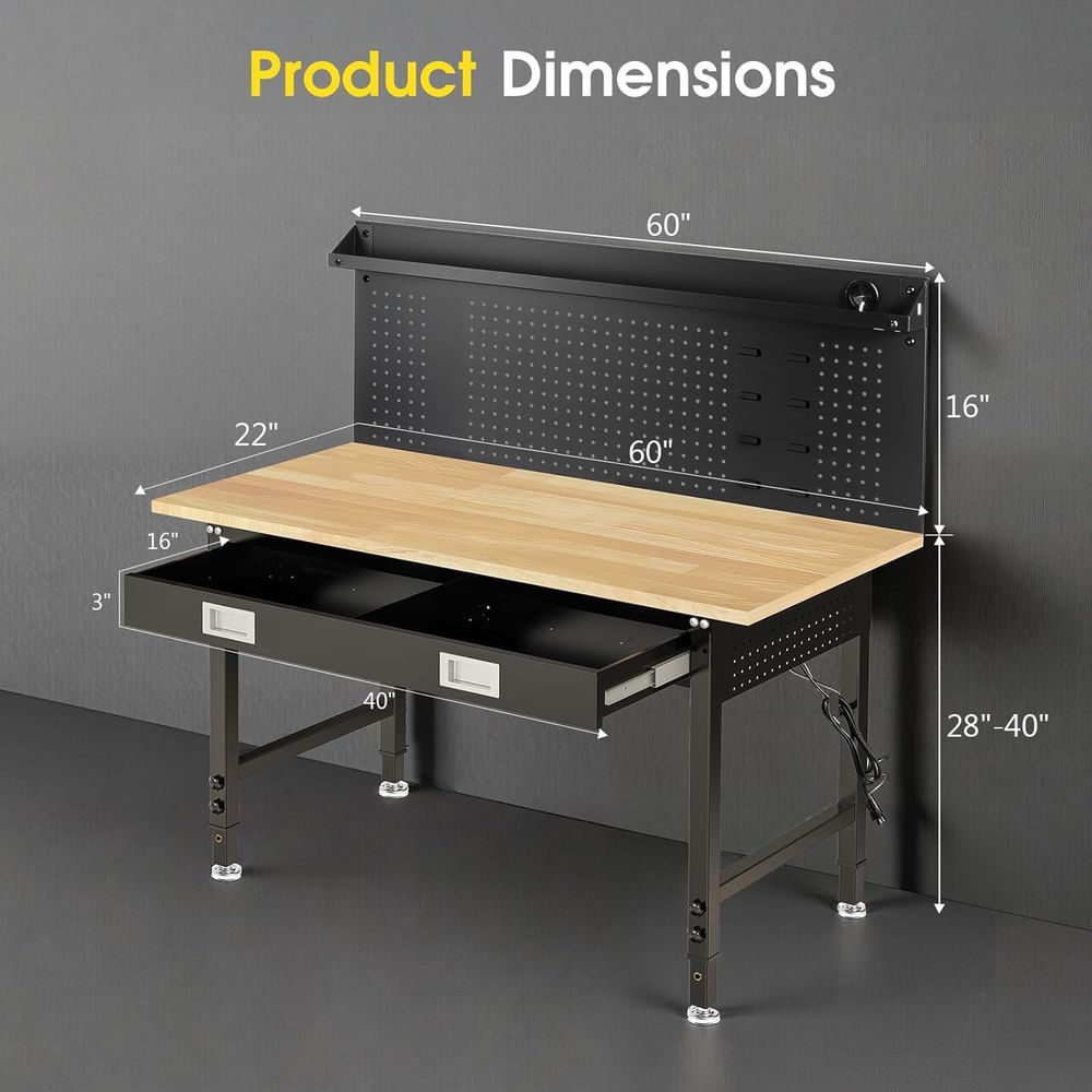 60 Adjustable Workbench with D - огляд і ціна Woodworking Garage